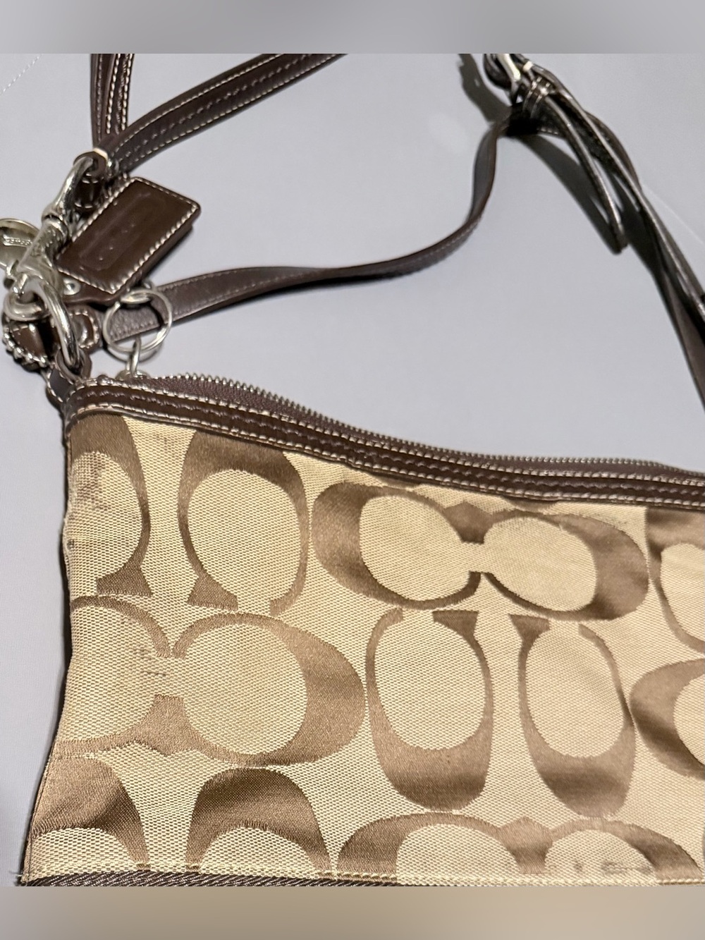 Coach Vintage Beige & Brown Signature Canvas Crossbody Bag - Picture 8 of 14